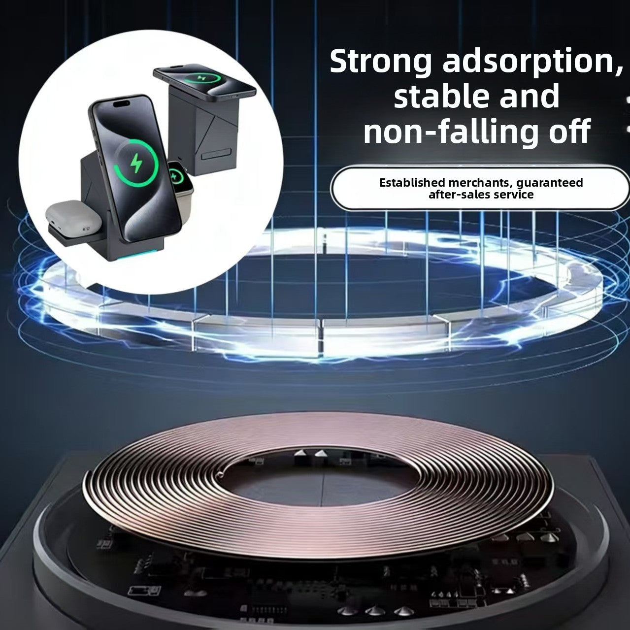 Rotating Magnetic Wireless Charger 15W Fast Charging